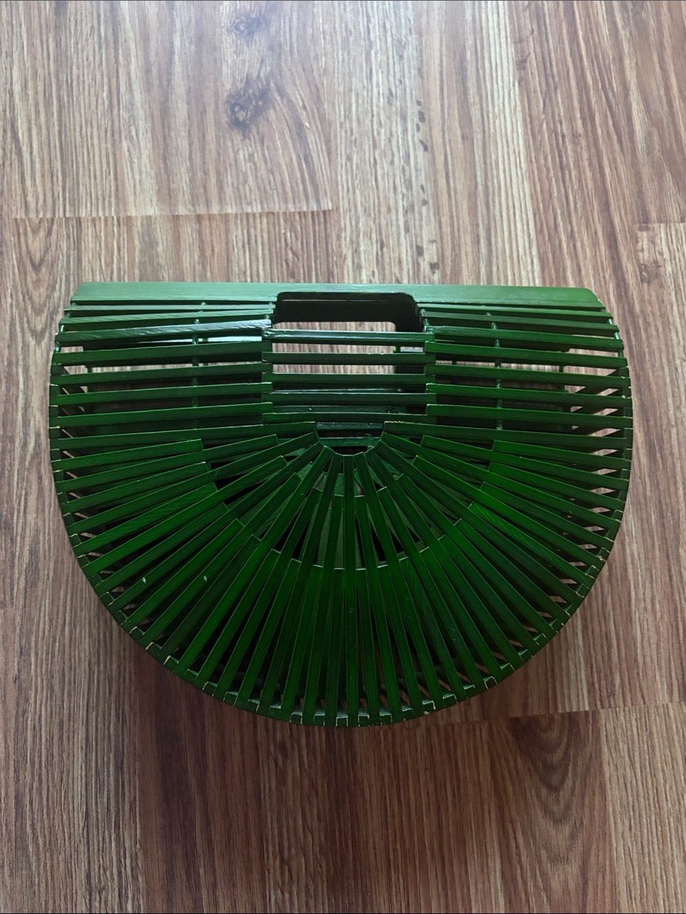 Green Semi-Circle Bamboo-Style Handbag